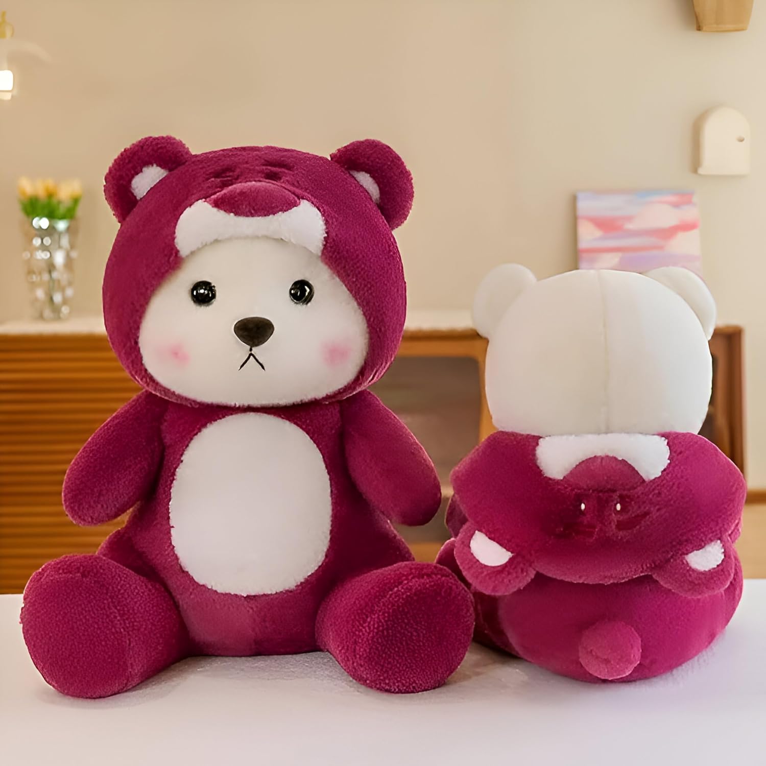 Beautiful Teddy Bear Cuddley Plush Stuffed Animal Soft Toys for Kids Girls Wine Red 30 cm