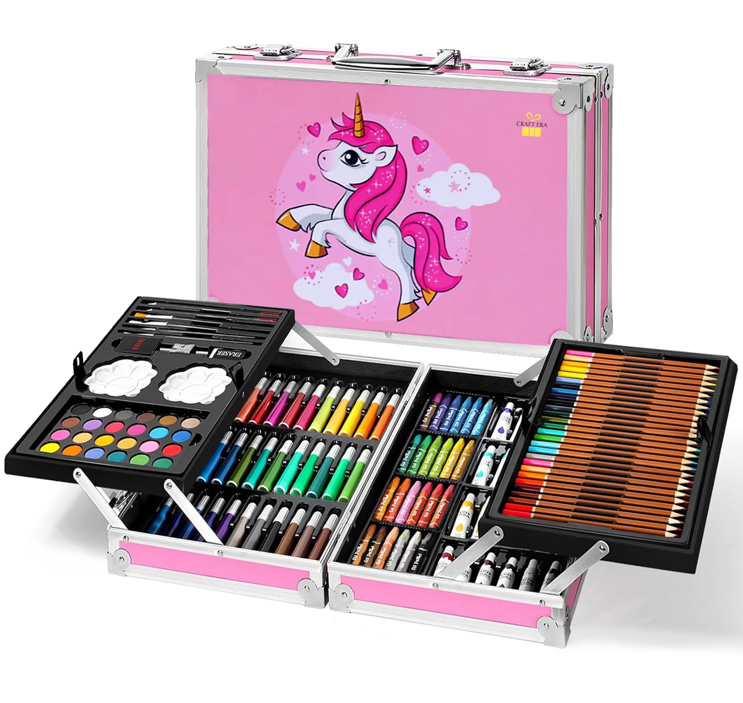 A G 145 Pcs Children Deluxe Art Drawing Set for Kids Case Studio Art and Craft Supplies Drawing and Painting Set Great Gift (UNICORN)