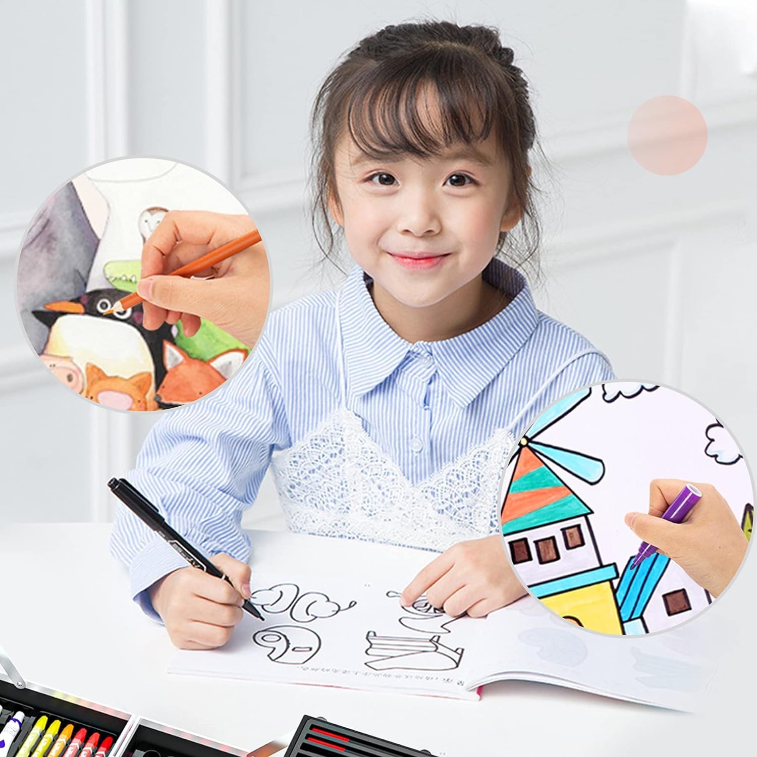 A G 145 Pcs Children Deluxe Art Drawing Set for Kids Case Studio Art and Craft Supplies Drawing and Painting Set Great Gift (UNICORN)