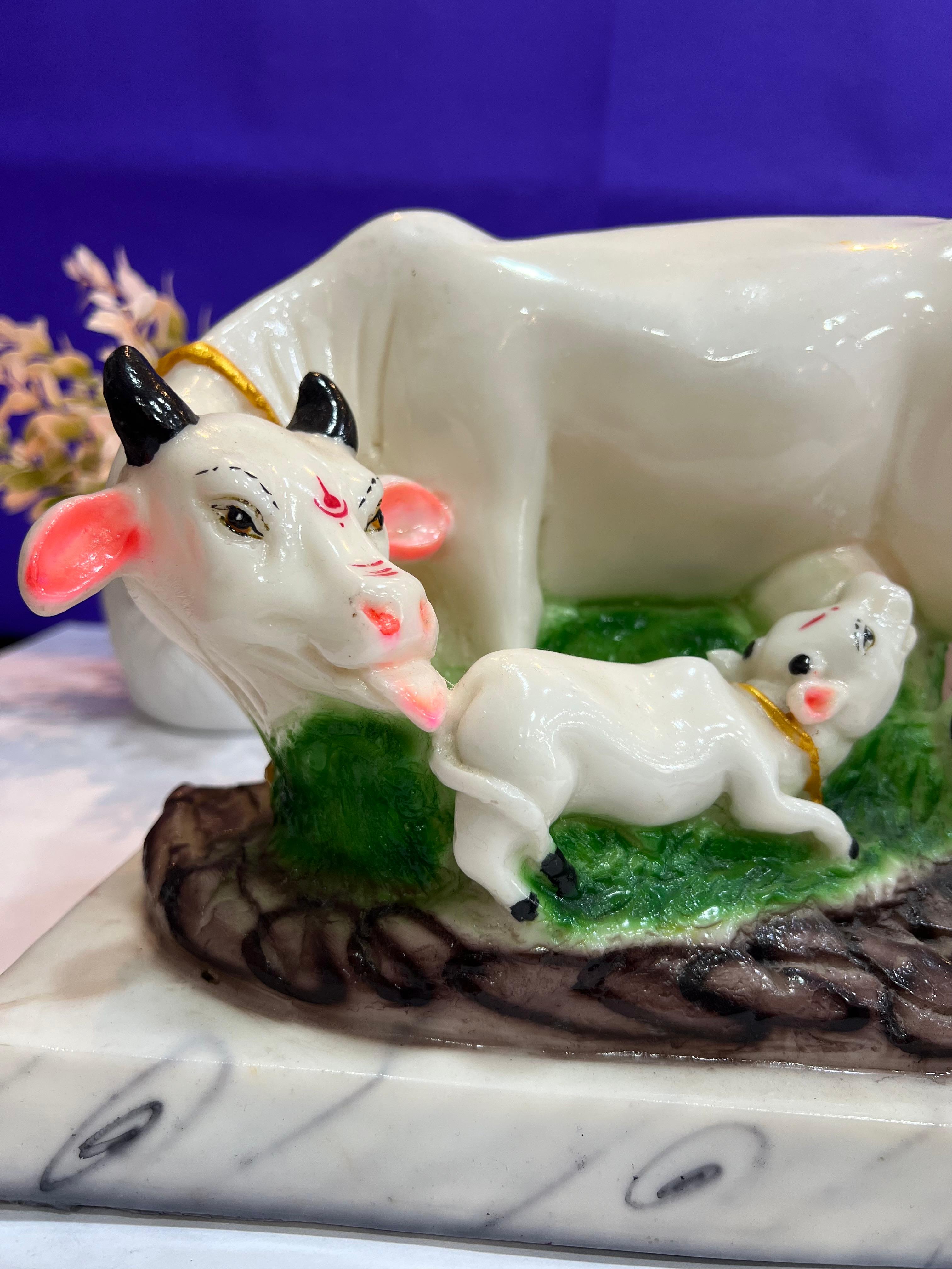 Kamdhenu Cow with Calf Vastu Idol is a Divine Cow & Calf Statue | Perfect for Pooja Rooms | Kamadhenu Cow & Calf | God Idol | AD0071530