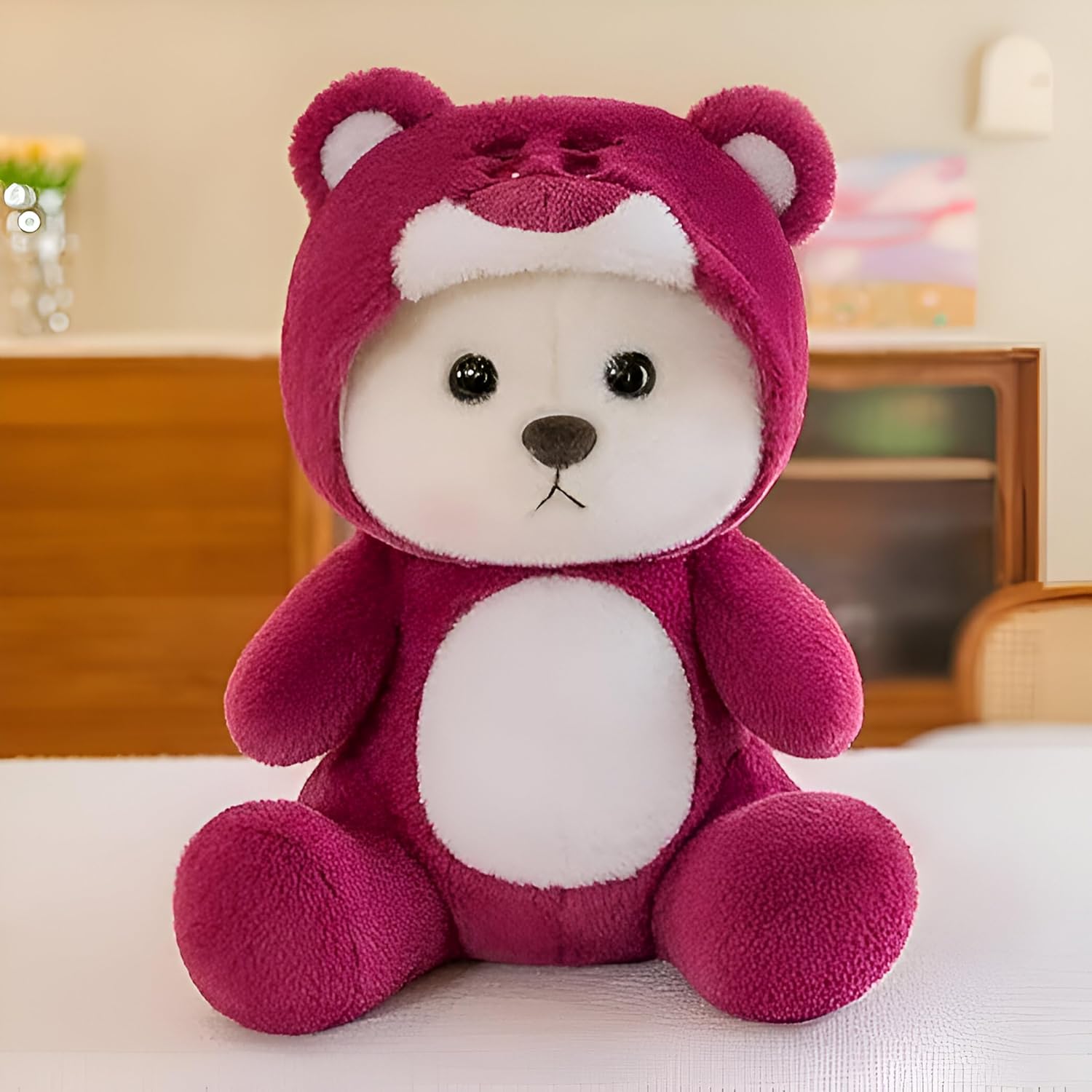 Beautiful Teddy Bear Cuddley Plush Stuffed Animal Soft Toys for Kids Girls Wine Red 30 cm