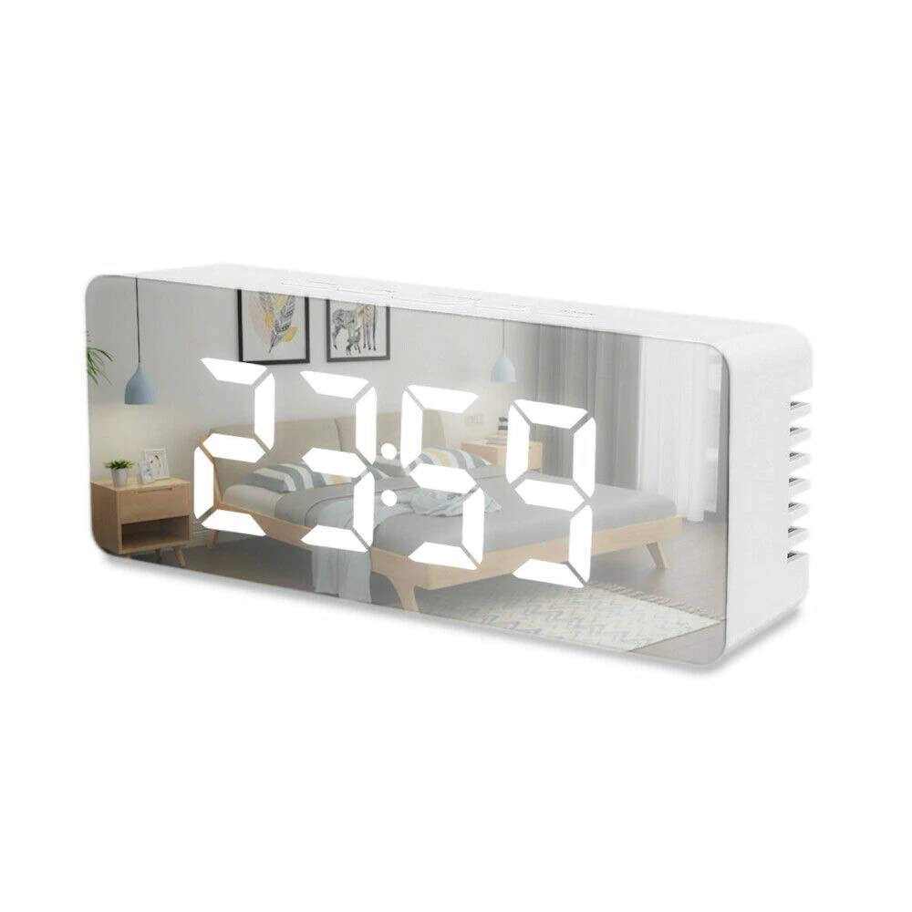 Digital LED Mirror Alarm Clock for Table Smart Alarm Clock for Students Heavy Sleepers with Sensor Date and Temperature for Office Home & Bedroom (Multi)
