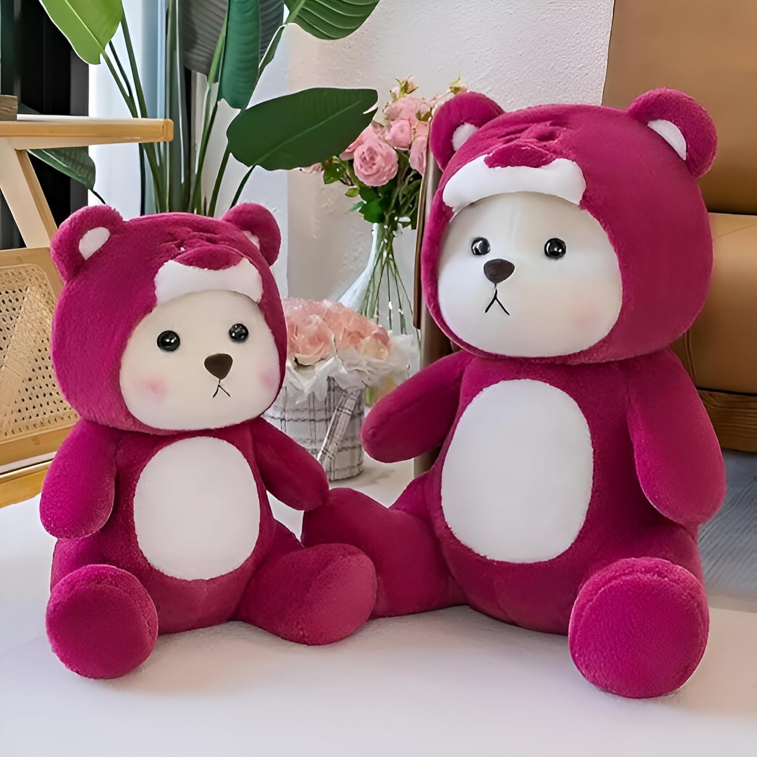 Beautiful Teddy Bear Cuddley Plush Stuffed Animal Soft Toys for Kids Girls Wine Red 30 cm