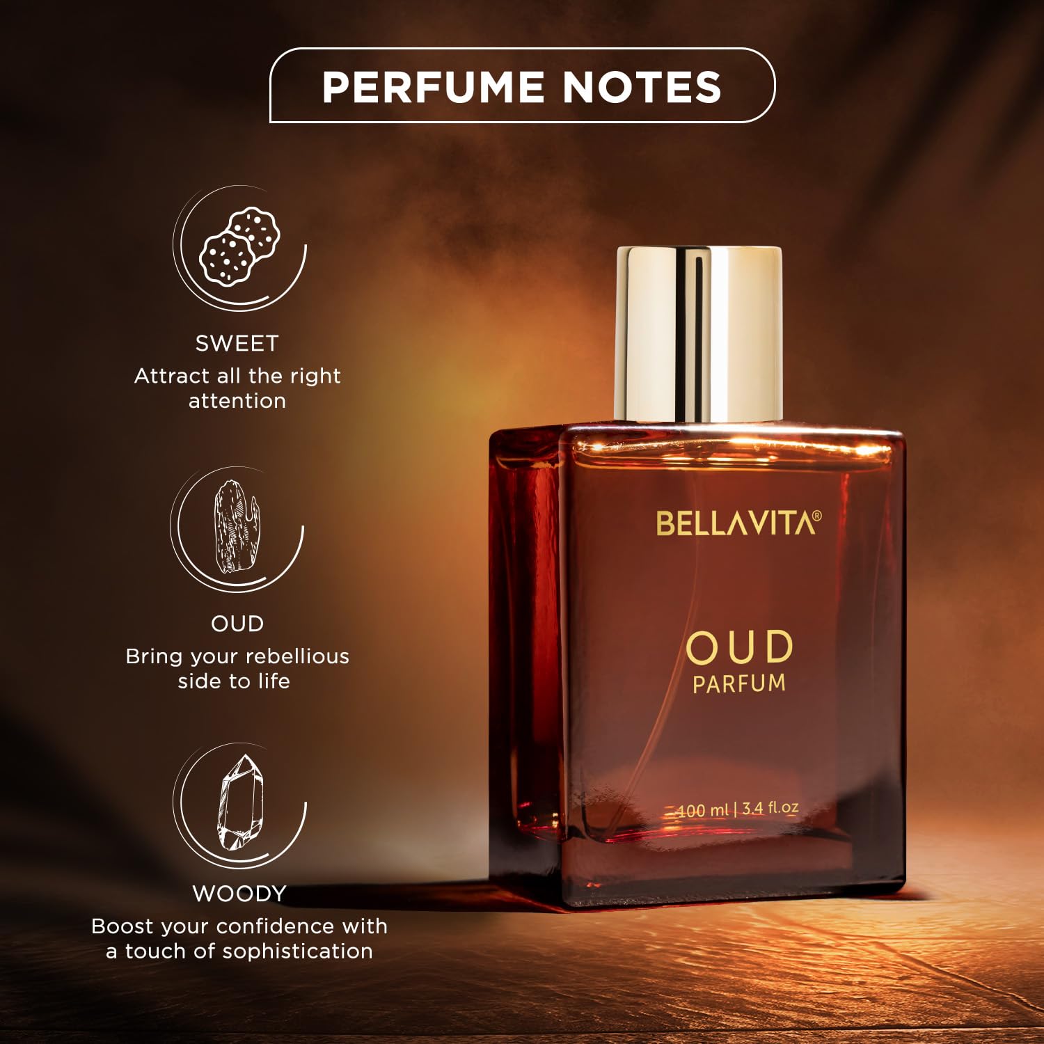 Bella Vita Luxury OUD PARFUM Intense Unisex Perfume for Men & Women with Carnation,Vanilla,Cedarwood|Woody,Oriental Long Lasting Fragrance Scent 100Ml