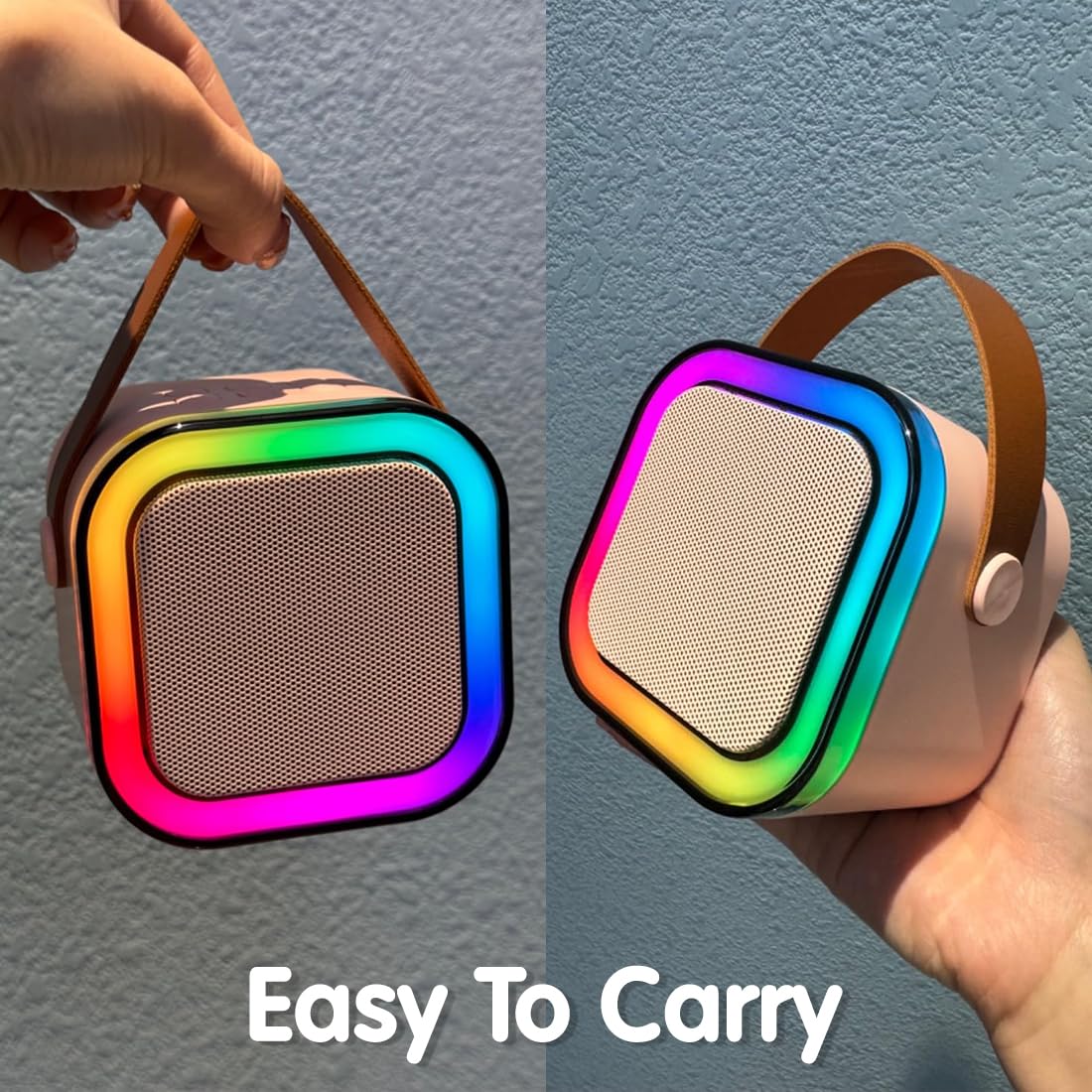 Karaoke Machine for Kids Adults, Mini Portable Blue-Tooth Karaoke Speaker with Wireless Microphone and Dynamic Lights Birthday Gift Home KTV Outdoor Travel