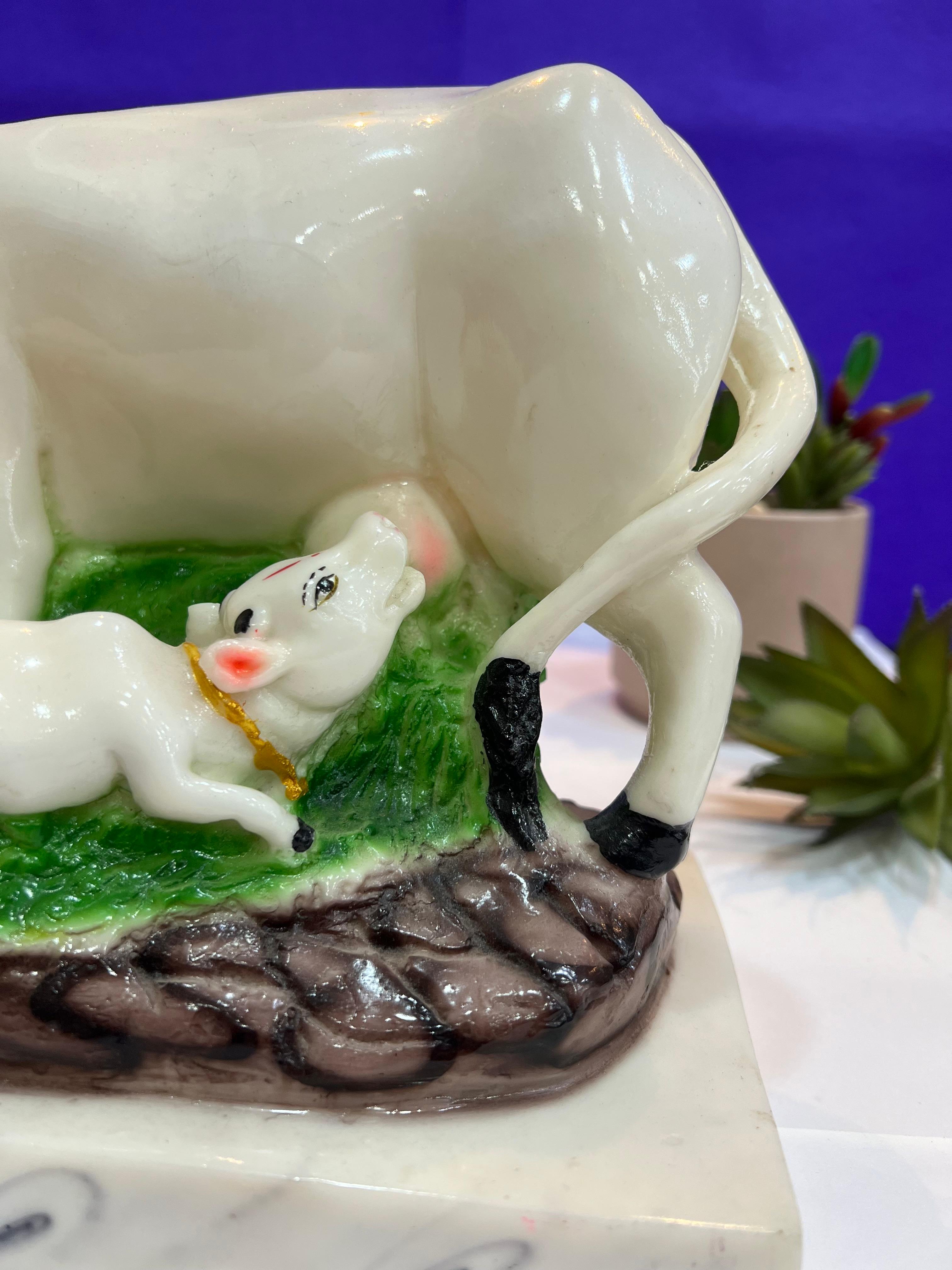 Kamdhenu Cow with Calf Vastu Idol is a Divine Cow & Calf Statue | Perfect for Pooja Rooms | Kamadhenu Cow & Calf | God Idol | AD0071530