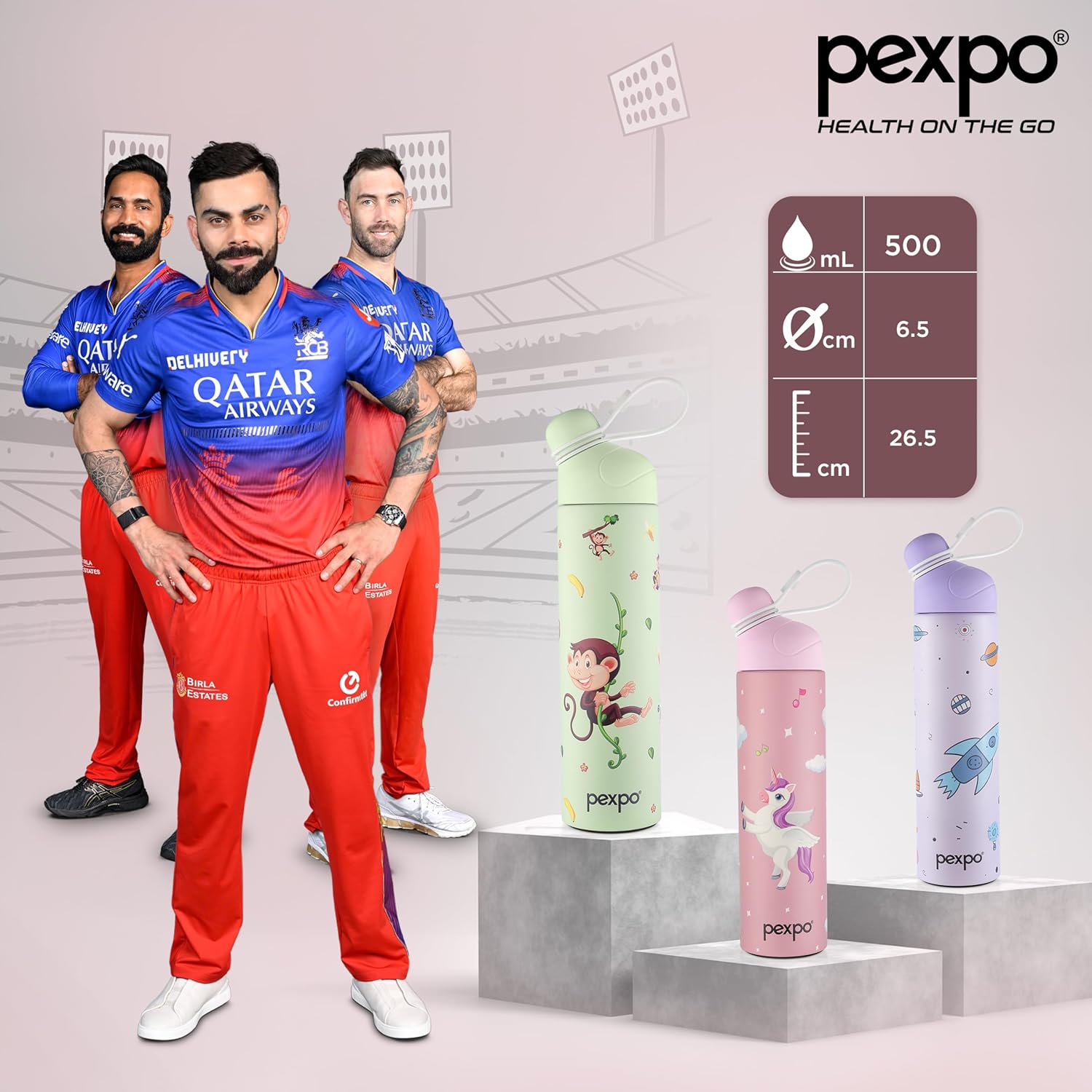 Pexpo Pico Cute Sipper|Hot & Cold 500ml Stainless Steel Water Bottle for Kids & Adults|Unicorn UV Printed Design | Vacuum Insulated|Leak Proof & BPA Free|School, Picnic, Travel